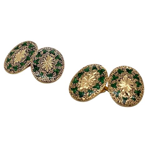 English Enamel Gold Equestrian Cufflinks For Sale At 1stdibs