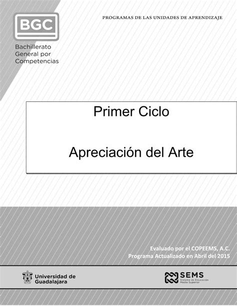 Pdf Primer Ciclo Apreciaci N Del Arte Sems Udg Mx Elementos