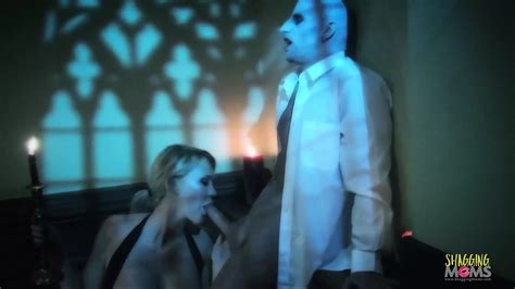 A Pale Vampire Pounds The Blonde MILF With Big Tits On The Staircase Before Giving Her A Facial