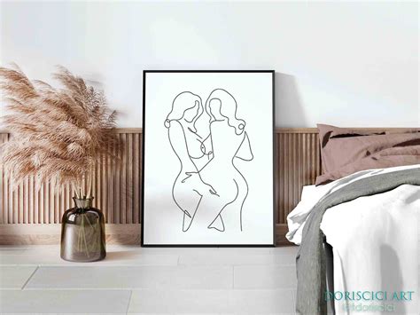 Printable Lesbian Art Printnude Lesbian Art One Line | Etsy