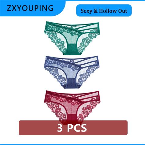 Zxyouping Pcs Hollow Out Lace Panty Plus Size M Xl Sexy Low Waist Breathable Lingerie Seamless
