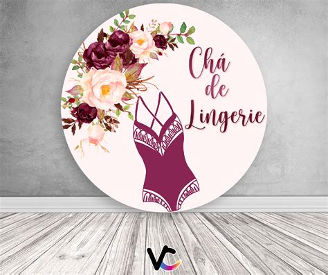 Painel De Festa Redondo X Ch De Lingerie Flores Aquarela Via Cores Paineis De