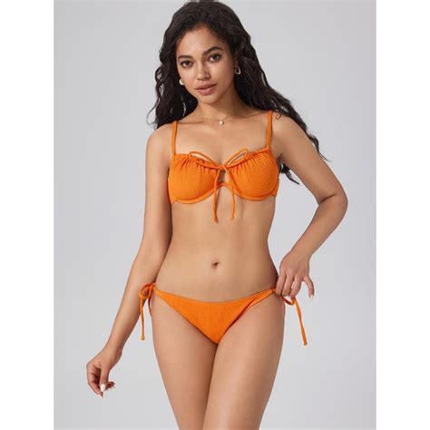 Buy Cider Solid Underwire Tie Side Bikini Top And Bikini Set Of S Online