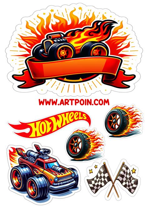 Topo de bolo png Hot Wheels aniversário infantil carros de corrida decoração