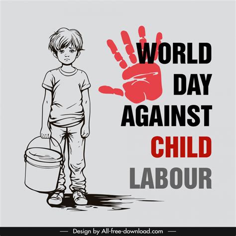 World Day Against Child Labour Poster Template Handdrawn Cartoon