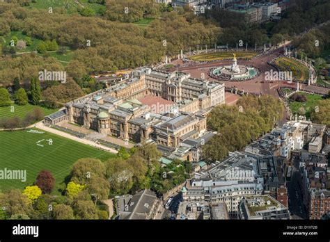 Aerial View Of Buckingham Palace The Garden The Victoria Memorial And