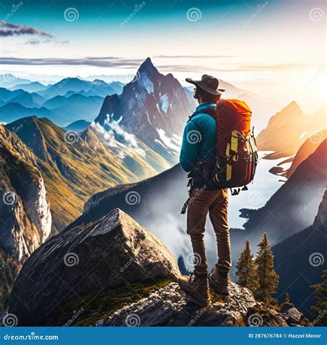 Adventurous Solo Travelers: Exploring Landscapes and Landmarks Stock