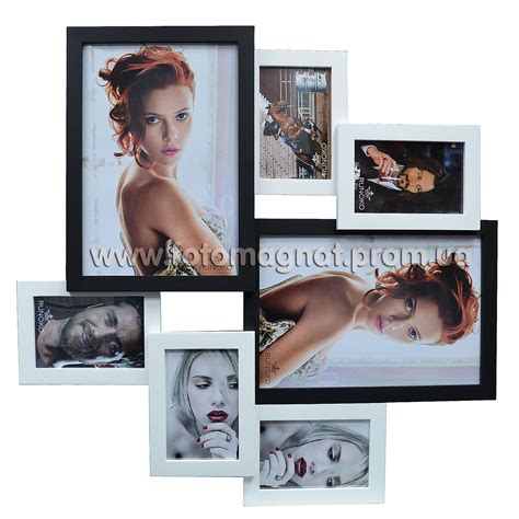 Деревянная Мультирамка на 7 Фото "Руноко Волна - Белое и Черное ...