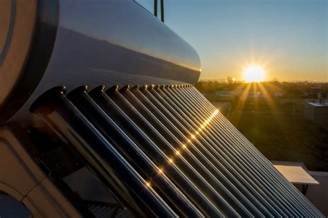 Premium Photo Solar Hot Water Tank At Sunset
