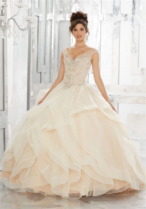 Flounced Organza Ball Gown With Beaded Embroidery Morilee