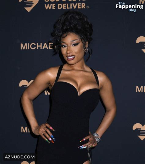 Megan Thee Stallion Sexy Flaunts Her Hot Cleavage And Legs In A Stunning Black Dress At Golden