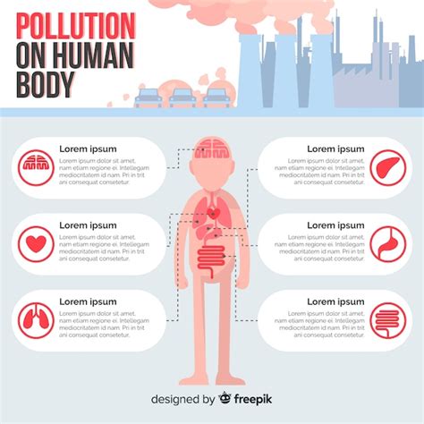 Infografía de contaminación en el cuerpo humano Vector Gratis