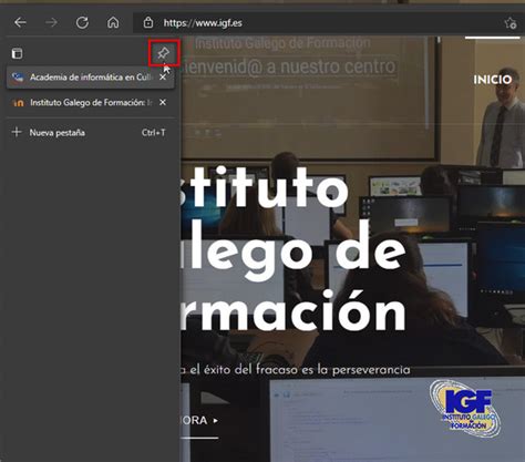 Pestañas verticales en Microsoft Edge IGF Instituto Galego de Formación