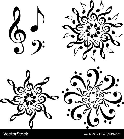 Abstract music flowers set Royalty Free Vector Image