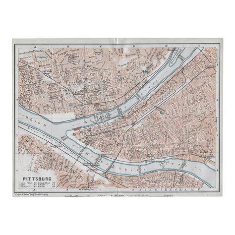 1909 Antique Map of Pittsburgh | Chairish