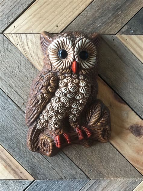 Vintage Owl Owl Vintage Owl Decor Brown Owl Owl Art Owl Etsy Owl