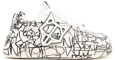 Naked Wolfe Kosa Scribble Graffiti Print Sneakers In White For Men Lyst