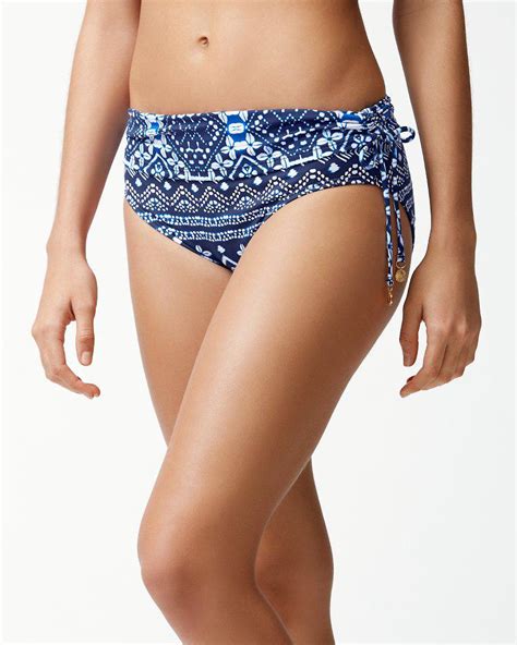 Tommy Bahama Synthetic Indigo Cowrie High Waist Bikini Bottoms In Blue