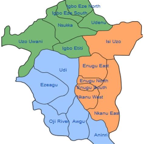 Map Of Enugu State Showing The Locations Of The Local Government