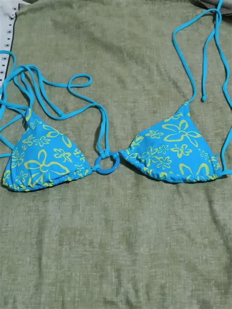 FREE Self Tie Bikini Top Blue Bikini Halter Bikini Women S Fashion Swimwear Bikinis