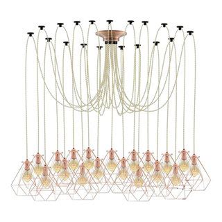 Large Beige And Copper Chandelier Contemporary Chandeliers By