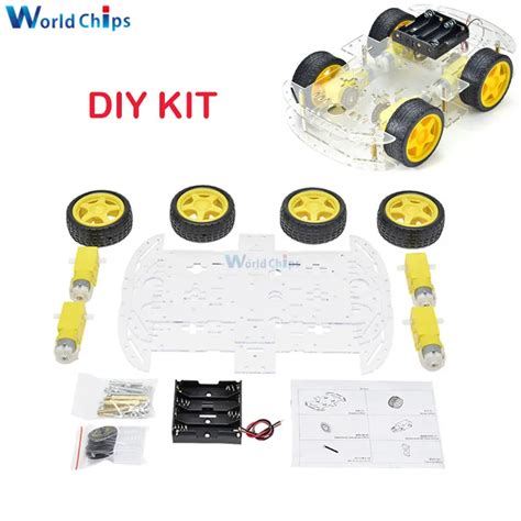 Kit de chassi de carro robô inteligente 4wd conjunto de chassi de