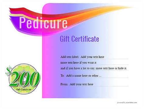 Pedicure Gift Certificate Templates Printable