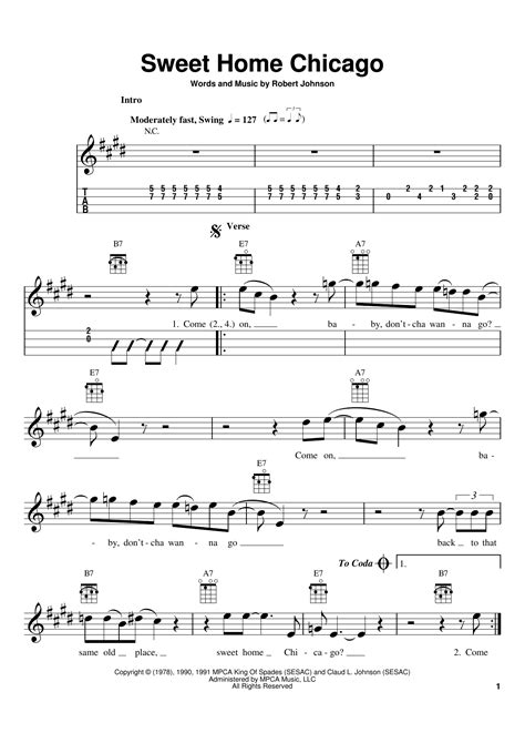 Sweet Home Chicago By Robert Johnson Sheet Music For Ukulele Playalong