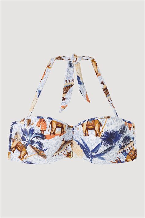 Top De Bikini Bandeau Con Estampado Africano Gisela