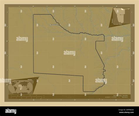 kavango west region  namibia colored elevation map  lakes