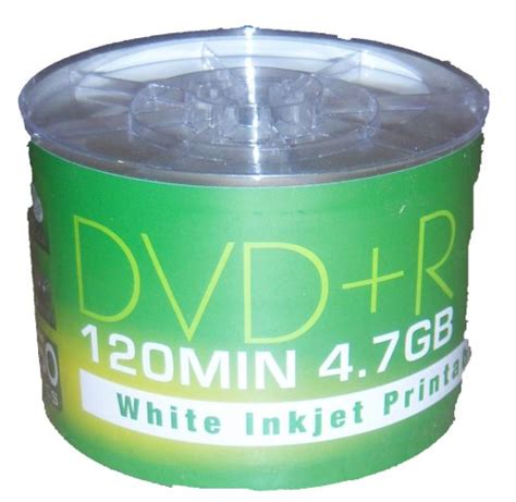 50 aone blank dvd discs printable dvd+r 4.7GB white top