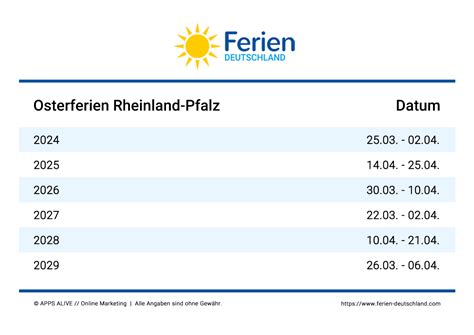 Ferien RLP Rheinland-Pfalz 2024, 2025, 2026, 2027, 2028, 2029: Termine