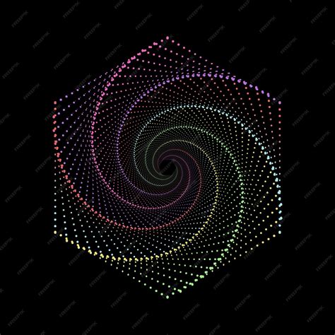 Premium Vector Colorful Spiral Vortex Particles Hexagon Vector