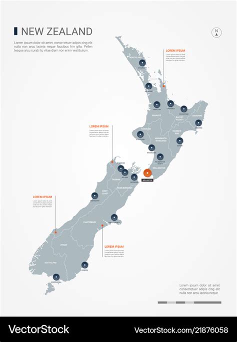 New Zealand Infographic Map Royalty Free Vector Image