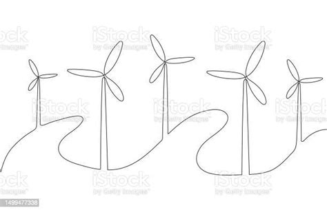 Konsep Garis Kontinu Energi Angin Ilustrasi Stok Unduh Gambar