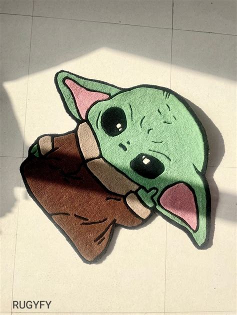 Hand Made Tufted Baby Yoda Middle Finger Rugs For Kids Room Etsy