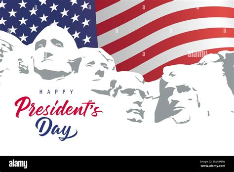 Happy Presidents Day With Mount Rushmore And Flag Usa Presidents Day