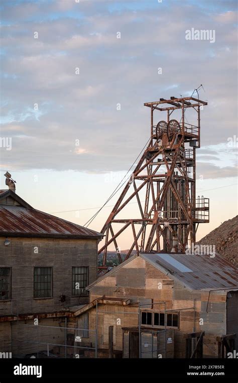 Disused Abandoned Mine Shaft And Buildings At Broken Hills Line Of