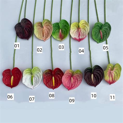 Wholesale Artificial 3d Print Anthurium Flowers Pu Real Touch For Home