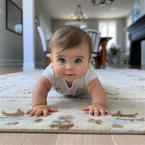 Premium Ai Image Baby Crawling On The Floor In A Living Room