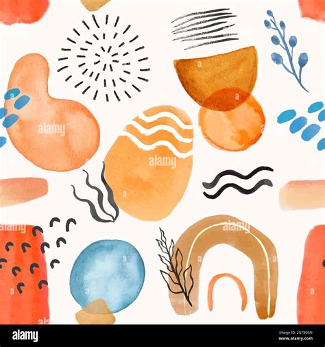 Abstract Watercolor Seamless Pattern Hand Painted Watercolor Shapes