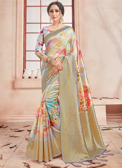 Woven Multi Colour Printed Saree Buy Online Saree