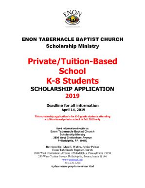 Fillable Online Enon Tabernacle Baptist Church Scholarship Fax