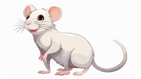 Cute Retro Cartoon White Rat Illustration Premium Ai Generated Vector