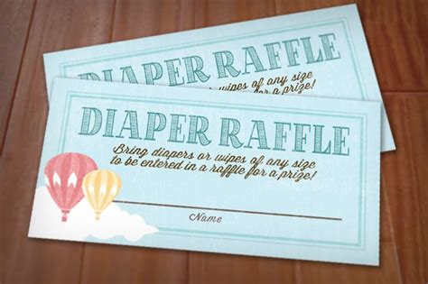 Hot Air Balloon Diaper Raffle Printable Ticket In Coral Etsy