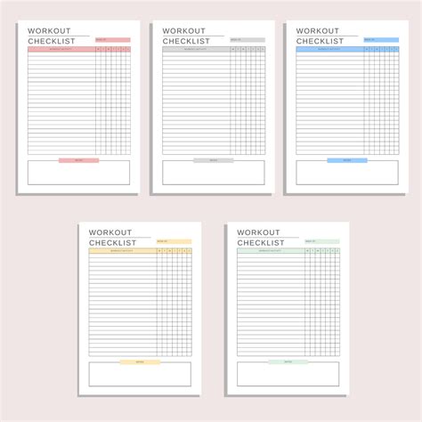 workout checklist printable workout tracker daily exercise list