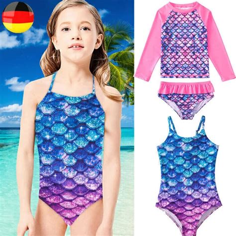 KINDER MÄDCHEN MEERJUNGFRAU Einteiler Badeanzug Bikini Schwimmanzug Bademode DE EUR