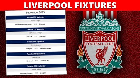 Liverpool Fixtures 2023 24 Premier League Liverpool Fixtures