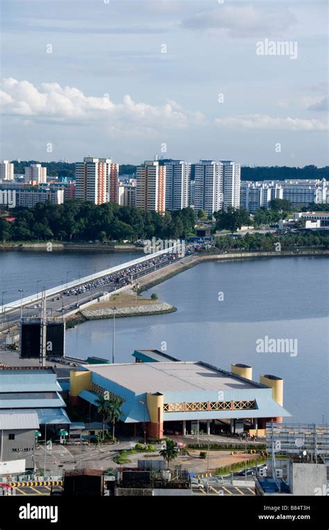 Johor Bahru Malaysia Malay Malaysian border river crossing with ...