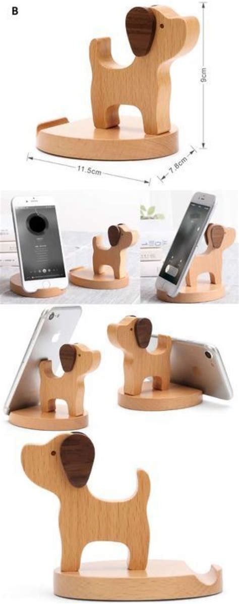 Wooden Dog Shaped Iphone Mobile Phone Ipad Holder Stand Mount For